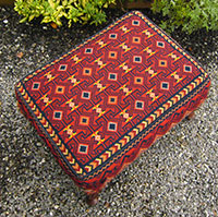 Balouch 04 colors shown on stool custom upholstery