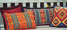 Berber Stripe Back Pillow 02, Small Basilica 03, Celtic Knot 04, Small Karakum 04