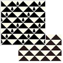 Triangles with Acorns and small rectangle in black & white