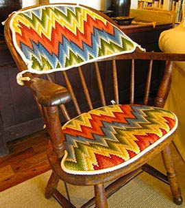 upholstery patterns for chair seats and stool tops - shown pattern Flamestitch
