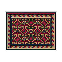 Small Balouch in camel,navy,antique blue and cranberry