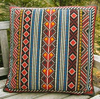 Berber Stripe needlepoint kit from cross-point in historic brown, indigo, safron, black