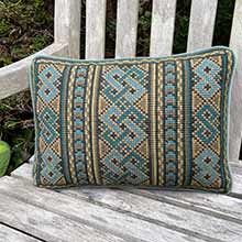 Celtic Knot needlepoint kit in teals, grayed greens, oatmeal colors