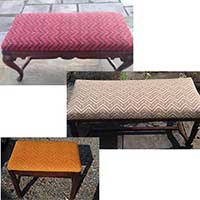 Chevron geometric needlepoint custom upholstery on benches in custom colors