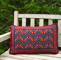 Chevron geometric needlepoint kit in plum, navy, garnet, copper, dark pine colors