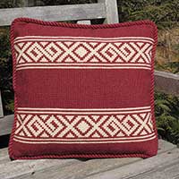 Greek Border geometric needlepoint kit in red and white, horizontal border
