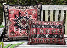 Kilim Needlepoint Kits in taupe, Siena red, black from cross-point.com