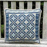 Pisac needlepoint kit in indigo blues and white