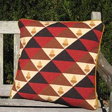 Triangles in true red, dark brown, cream