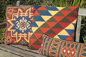 Triangles 07 with Kilim 01, Morocco Stripe 01 companions